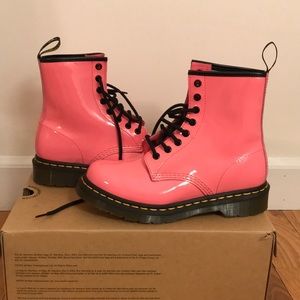 glossy pink doc martens